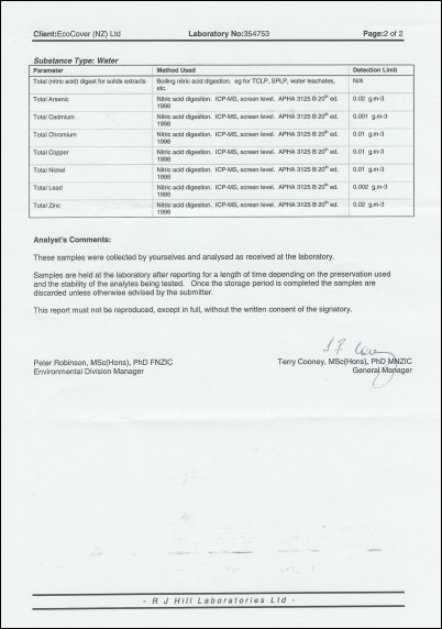 EcoCover Leachate Analysis pg 2